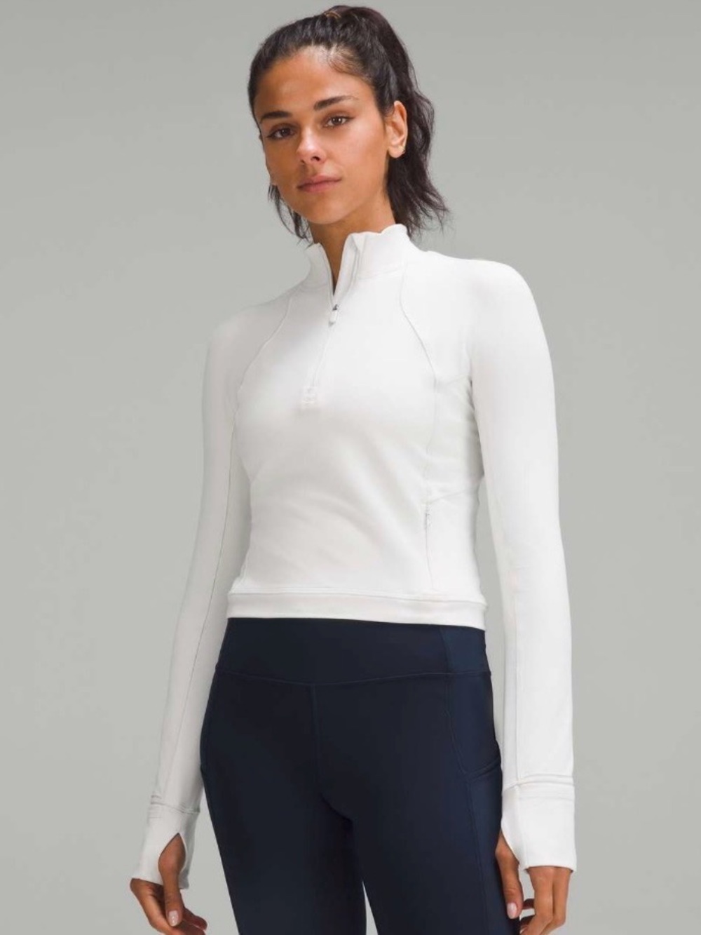 Lululemon Its Rulu Run Cropped Half Zip GREY